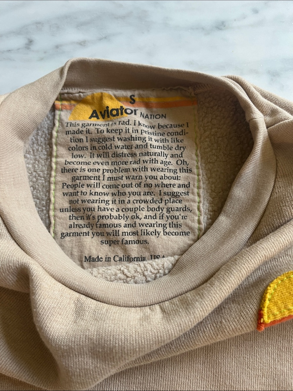 Aviator Nation Rainbow Heart Stitch Relaxed Crew Sweatshirt - Picture 3 of 4